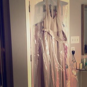 Vera Wang V Neck Halter Gown with Sash